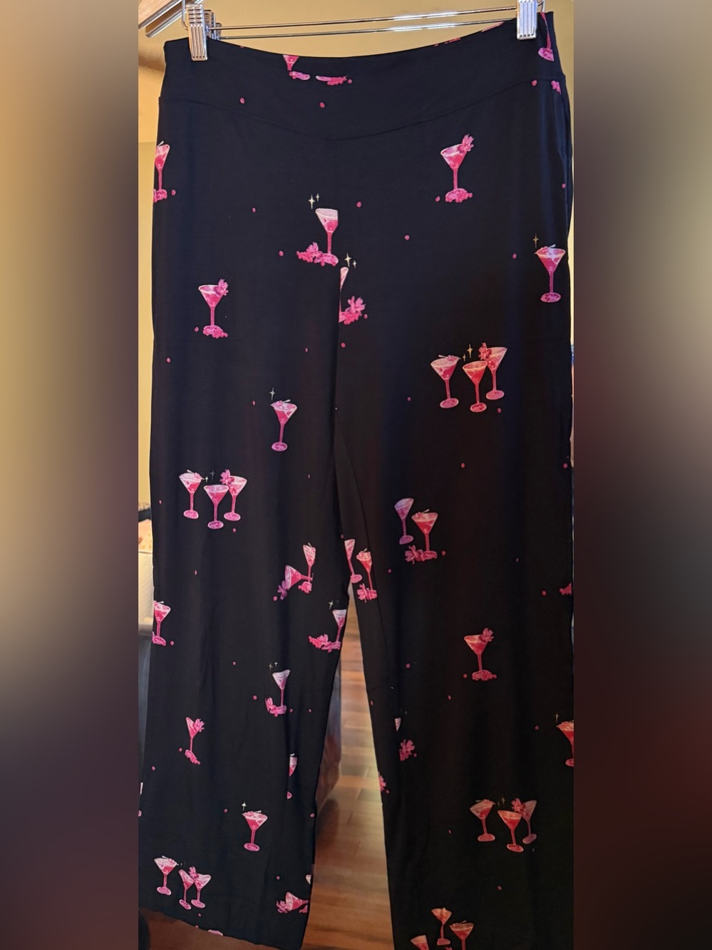 Soma Black Lounge Pants with Pink Cocktail Print